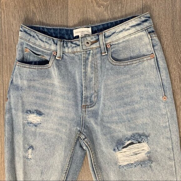 Anthropologie Dance & Marvel Women's Jeans Straight leg Distressed High Waist - Picture 3 of 11